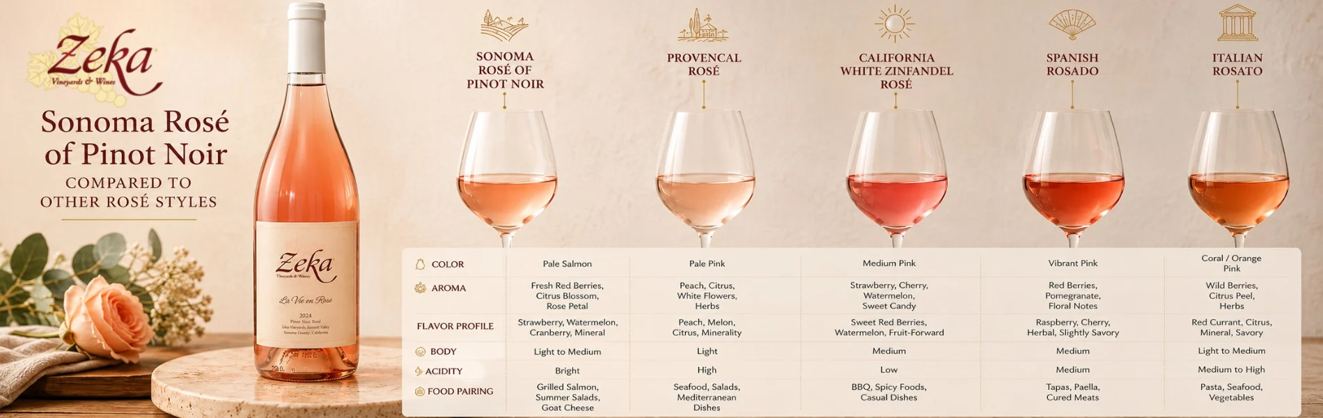 Sonoma Rose Of Pinot Noir Compared To Other Rosé Styles